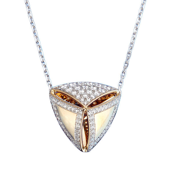 18K Pave Diamond Triangular Pendant on Chain